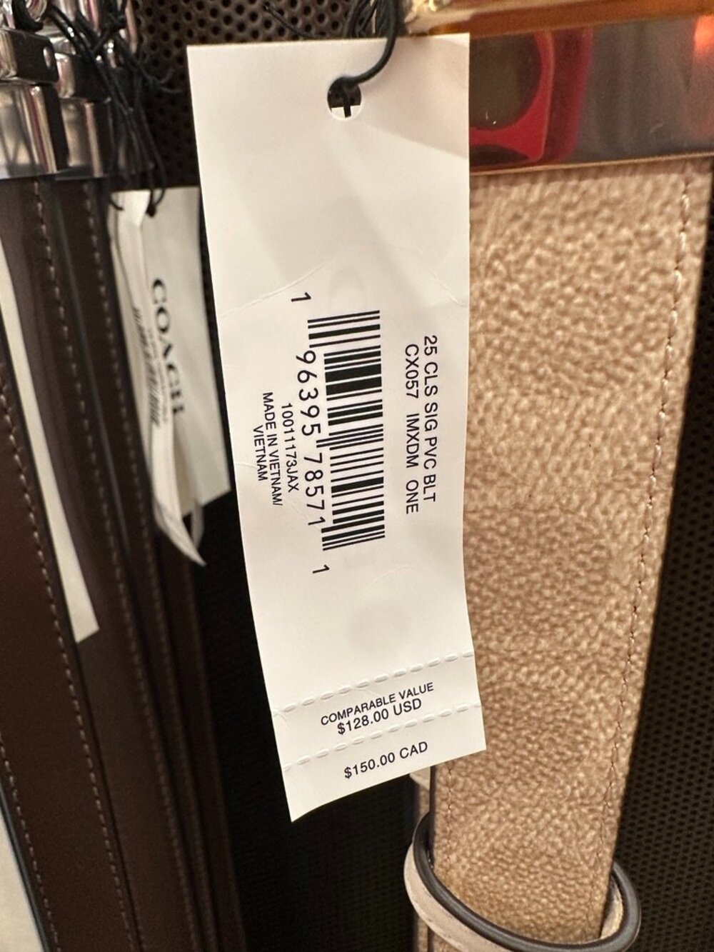 NWT! Coach CX057 Classic Buckle Cut To Size Reversible Belt 25MM Sand/Chalk - Picture 6 of 6